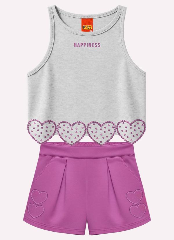Conjunto Infantil Menina Corações Cinza