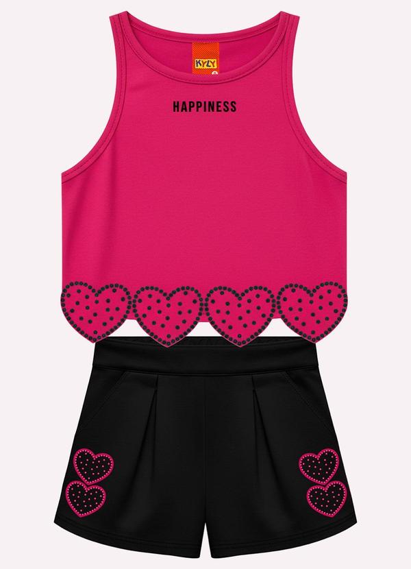 Conjunto Infantil Menina Corações Roxo