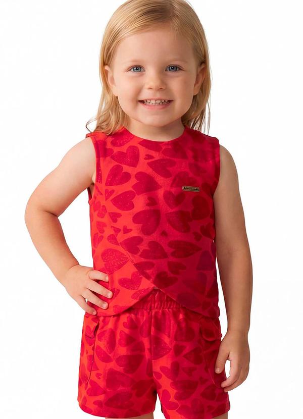 Conjunto Infantil Menina Corações Vermelho