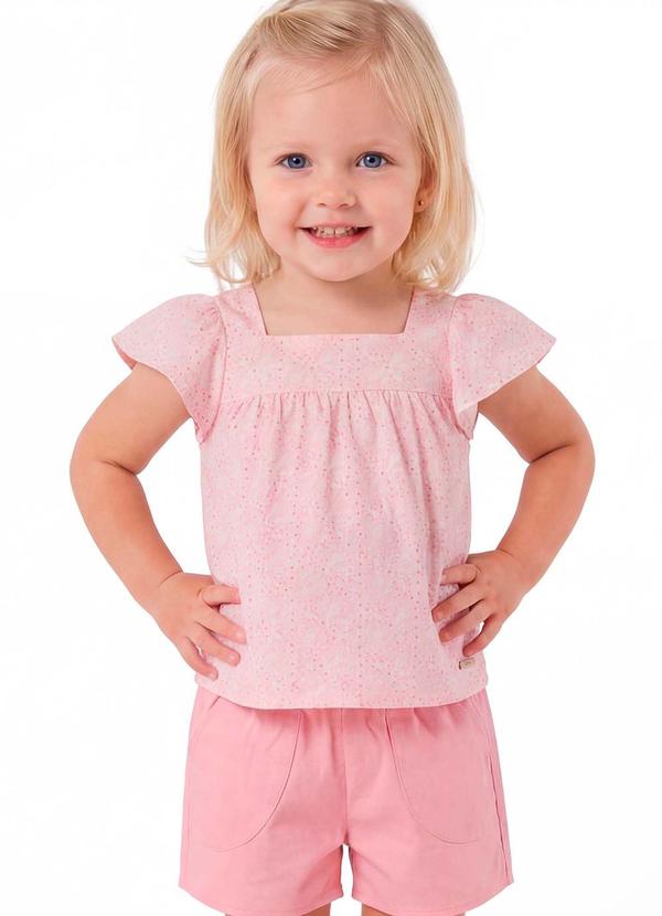 Conjunto Infantil Menina Cotton Floral Rosa