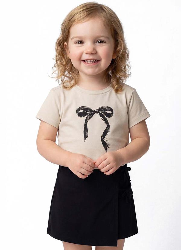 Conjunto Infantil Menina Cotton Laço Bege