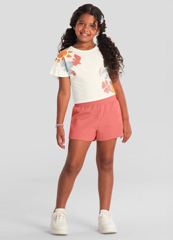 Conjunto Infantil Menina Cropped Florido Natural
