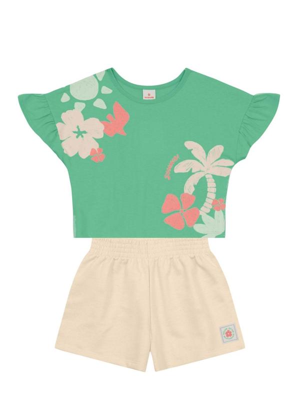 Conjunto Infantil Menina Cropped Florido Verde