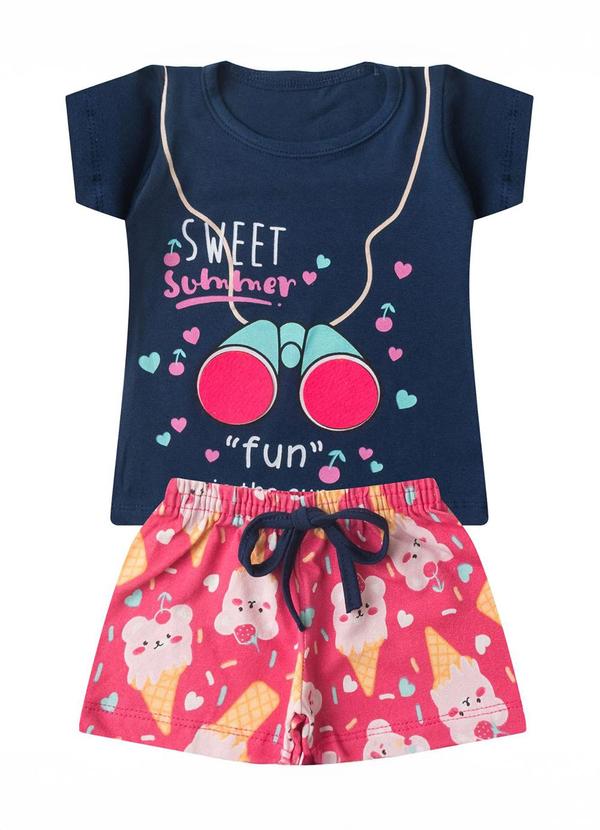 Vista 2 Conjunto Infantil Menina Curto Interativo Azul Select Select