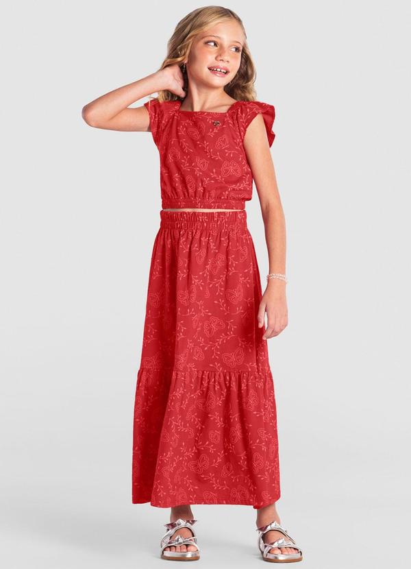 Conjunto Infantil Menina de Borboleta Vermelho