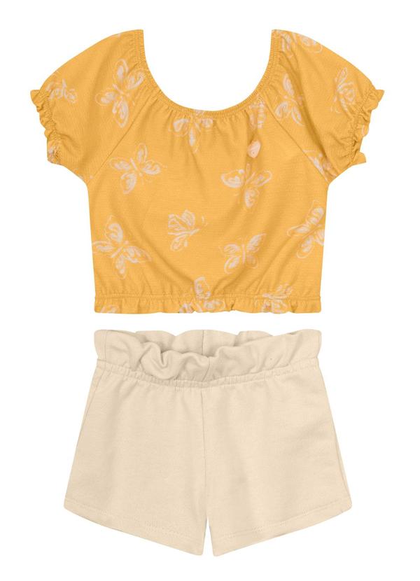 Vista 2 Conjunto Infantil Menina de Borboletas Bege Brandili Brandili