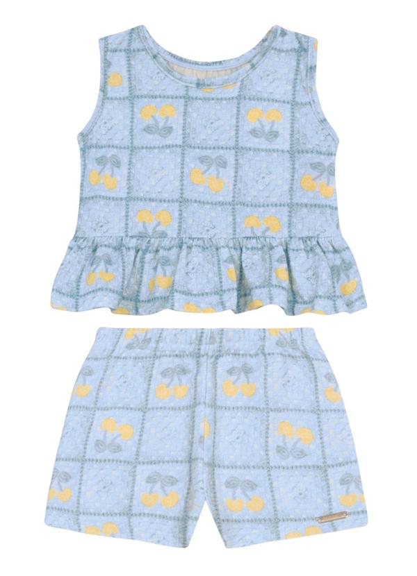 Vista 2 Conjunto Infantil Menina de Cerejinha Azul Brandili Brandili