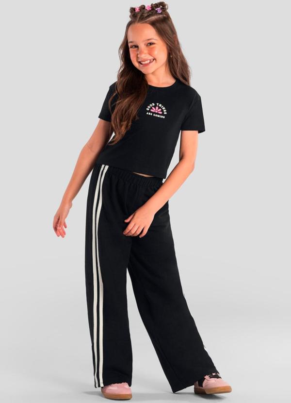 Vista 2 Conjunto Infantil Menina de Flor Preto Brandili Brandili