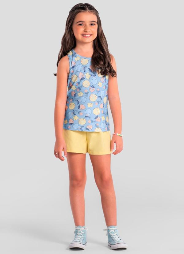 Vista 2 Conjunto Infantil Menina de Frutinhas Azul Brandili Brandili