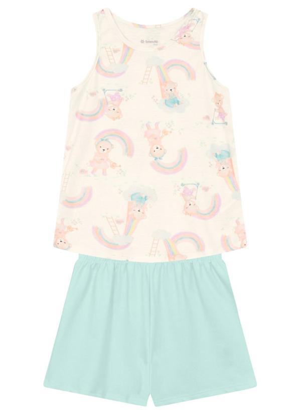 Vista 2 Conjunto Infantil Menina de Ursinho Natural Brandili Brandili
