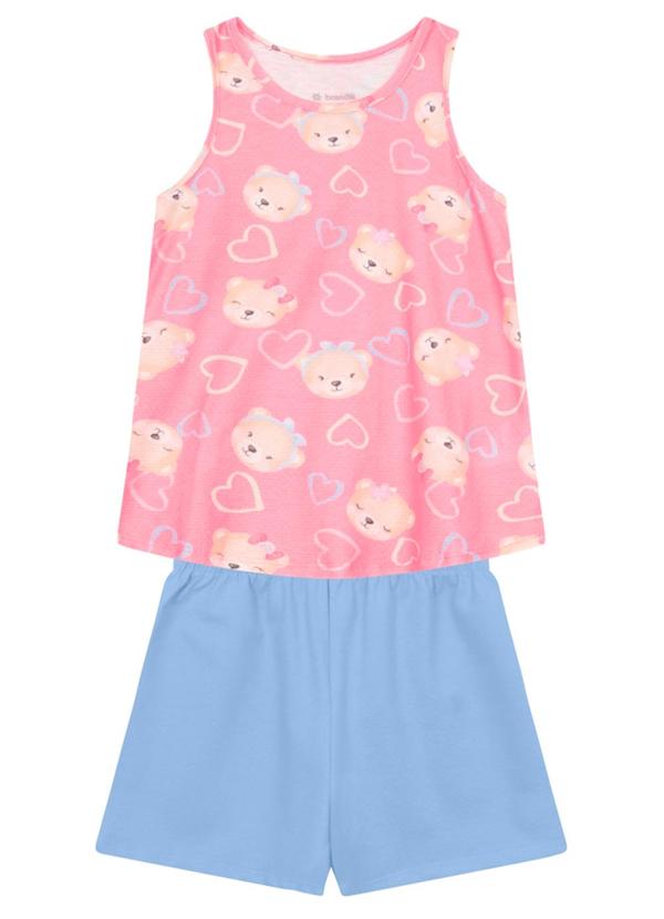 Vista 2 Conjunto Infantil Menina de Ursinho Rosa Brandili Brandili