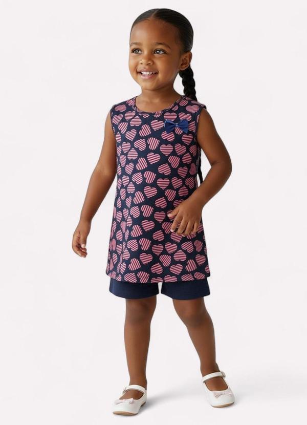 Conjunto Infantil Menina Decote U Azul