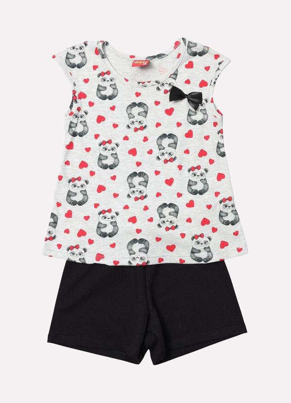 Conjunto Infantil Menina Decote U Cinza