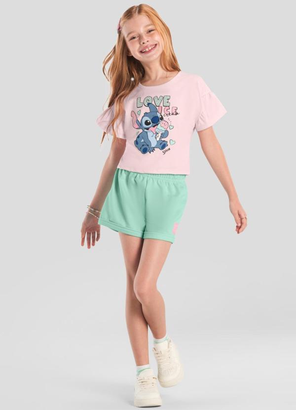 Conjunto Infantil Menina do Stitch Rosa