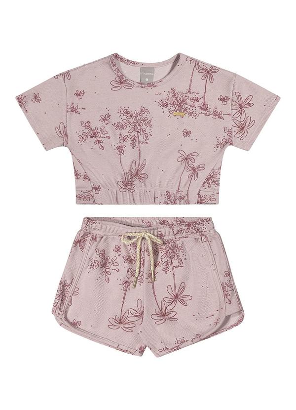 Vista 2 Conjunto Infantil Menina Dupla Face Linho Rosa Colorittá Colorittá