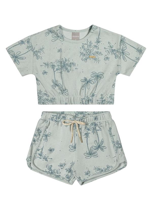 Vista 2 Conjunto Infantil Menina Dupla Face Linho Verde Colorittá Colorittá