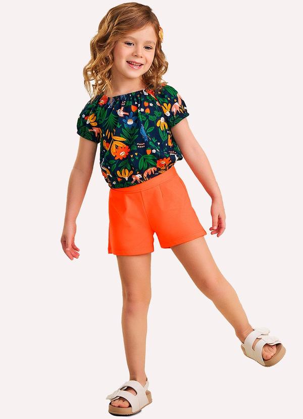 Conjunto Infantil Menina em Algodão Azul Marinho