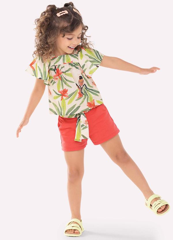 Conjunto Infantil Menina em Algodão Bege