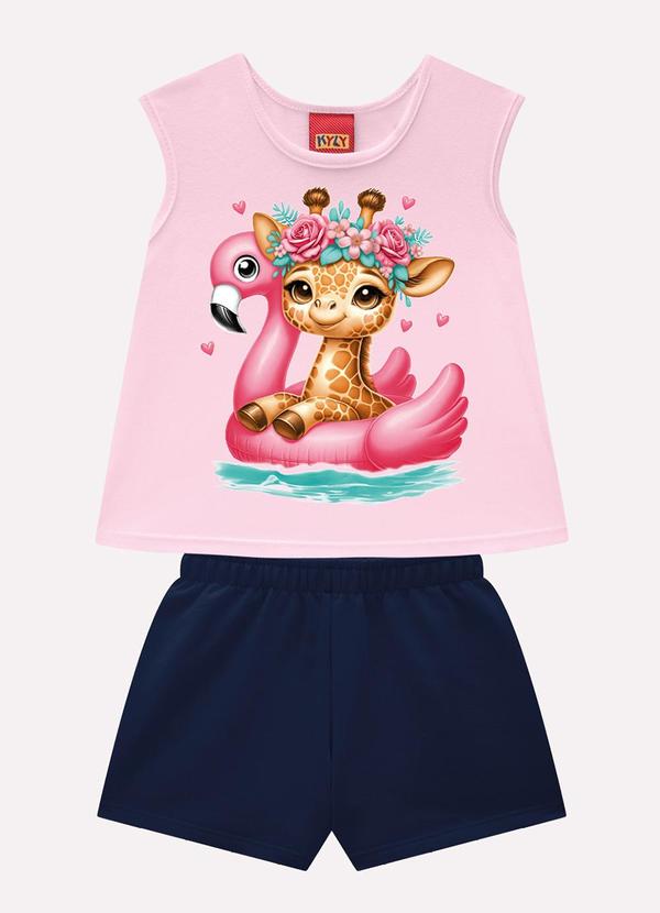 Conjunto Infantil Menina em Algodão Rosa