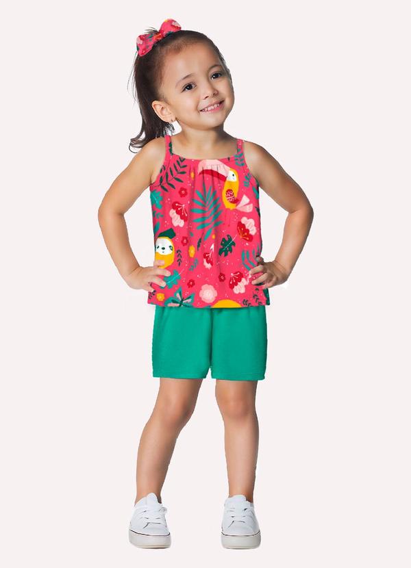 Conjunto Infantil Menina em Algodão Rosa