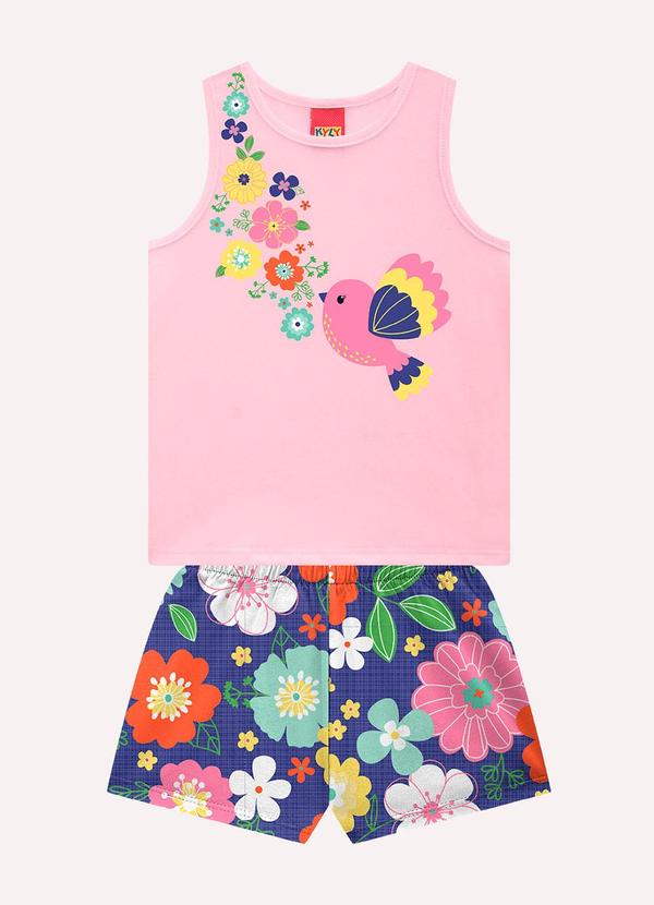 Conjunto Infantil Menina em Algodão Rosa