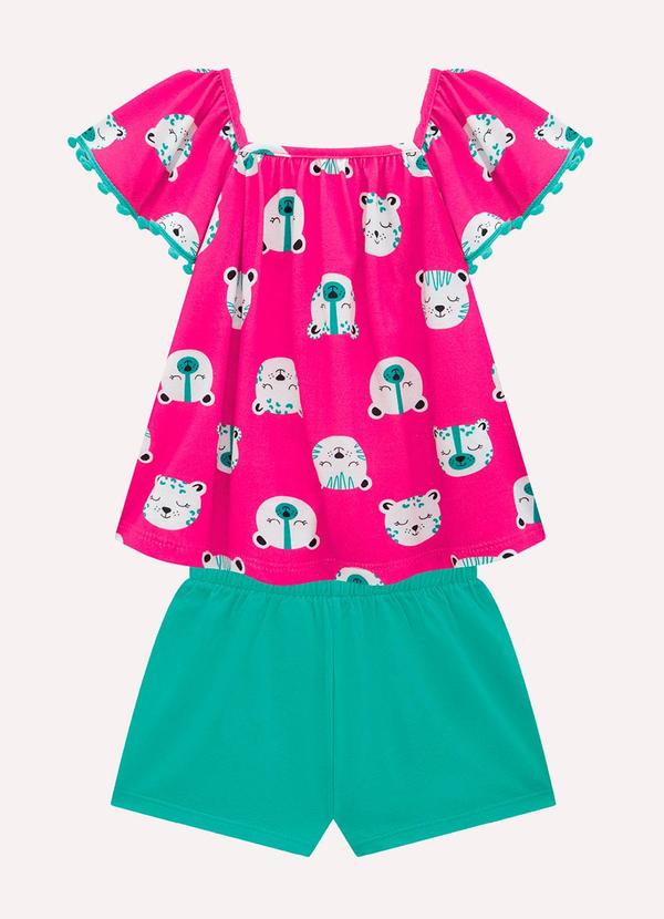 Conjunto Infantil Menina em Algodão Rosa
