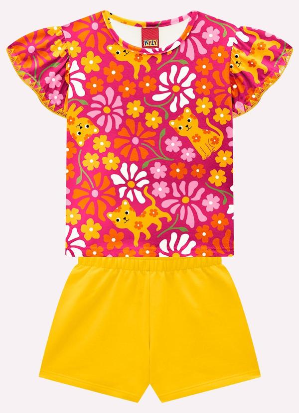 Conjunto Infantil Menina em Algodão Rosa