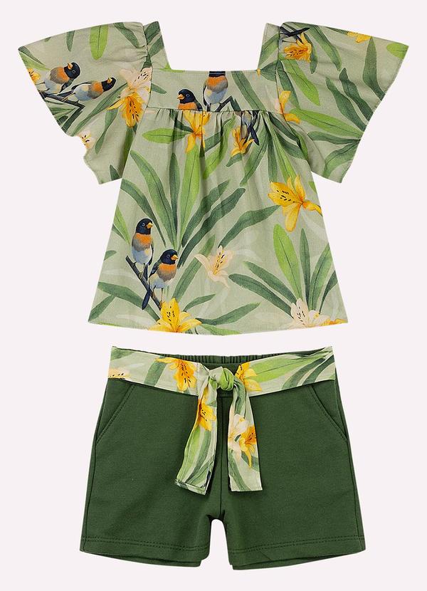 Conjunto Infantil Menina em Algodão Verde