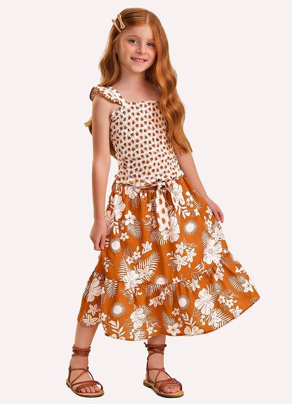Conjunto Infantil Menina em Cambraia Amarelo