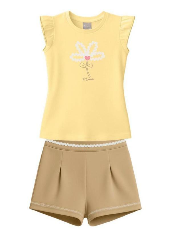 Conjunto Infantil Menina em Cotton Amarelo