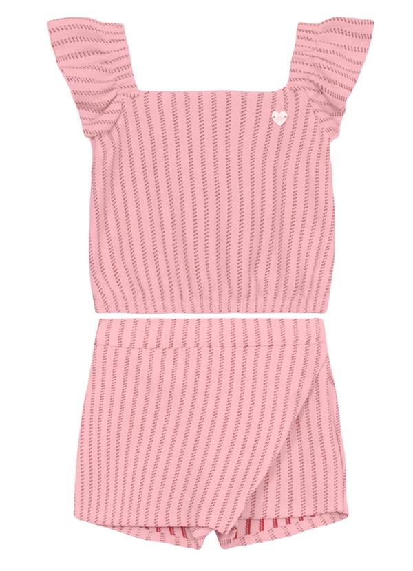 Vista 2 Conjunto Infantil Menina em Cotton Especial Rosa Brandili Brandili