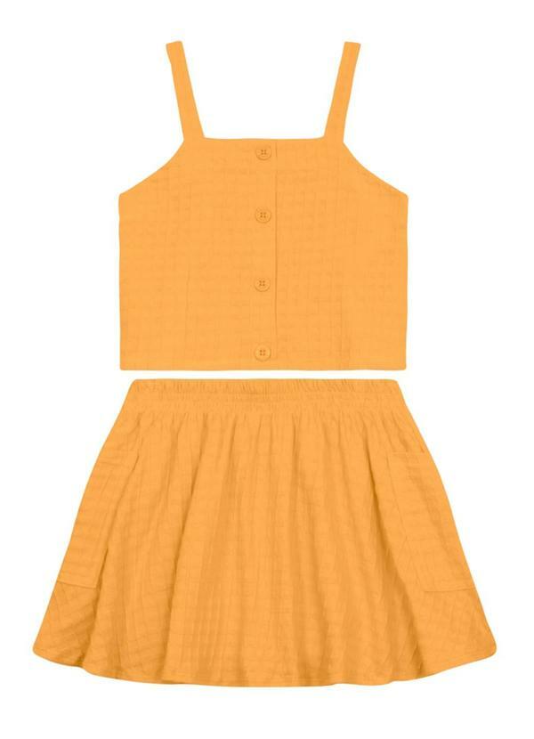 Conjunto Infantil Menina em Cotton Laranja