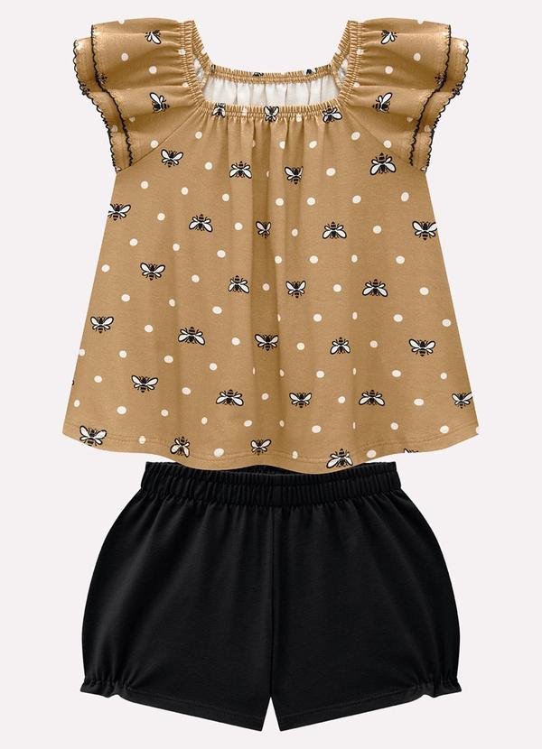 Conjunto Infantil Menina em Cotton Marrom