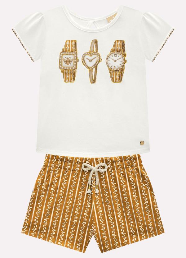 Conjunto Infantil Menina em Cotton Marrom