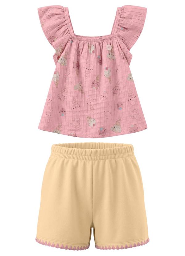 Conjunto Infantil Menina em Cotton Rosa