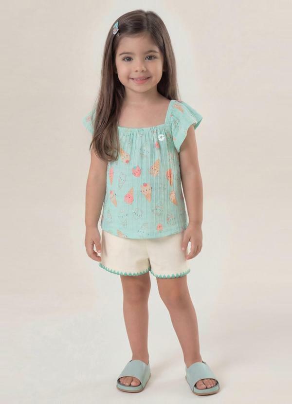 Conjunto Infantil Menina em Cotton Verde