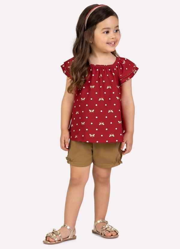 Conjunto Infantil Menina em Cotton Vermelho