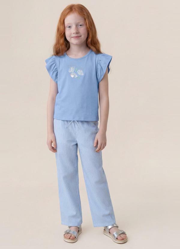 Conjunto Infantil Menina em Fio Tinto Azul