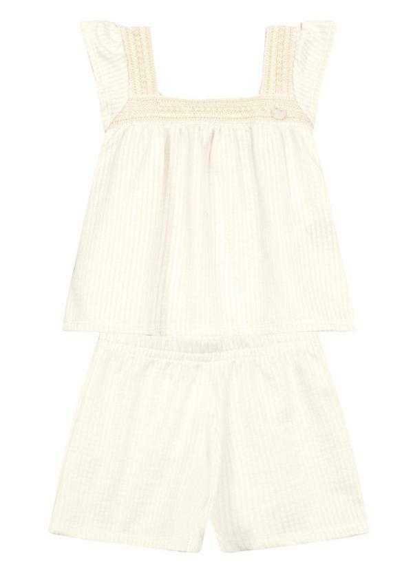 Conjunto Infantil Menina em Fio Tinto Natural