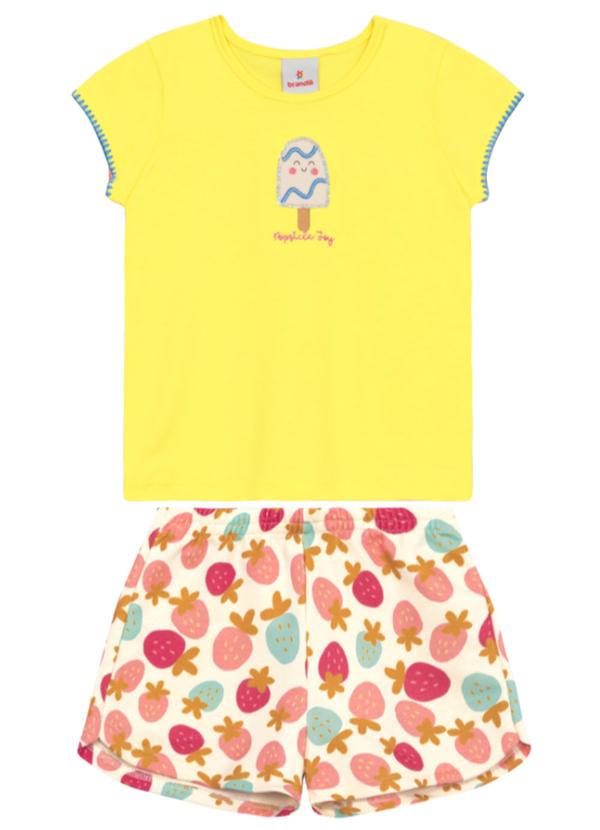 Conjunto Infantil Menina em Meia Malha Amarelo