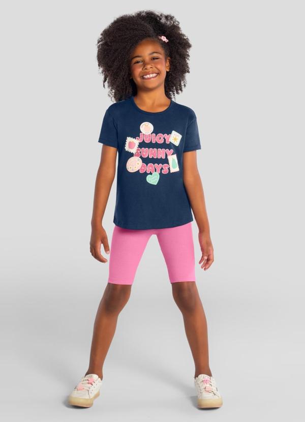 Conjunto Infantil Menina em Meia Malha Azul