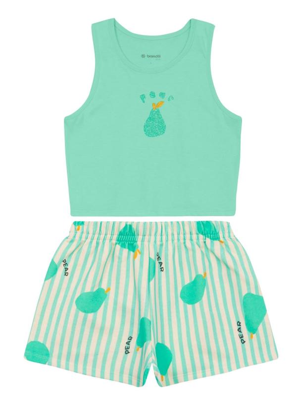 Conjunto Infantil Menina em Meia Malha Azul