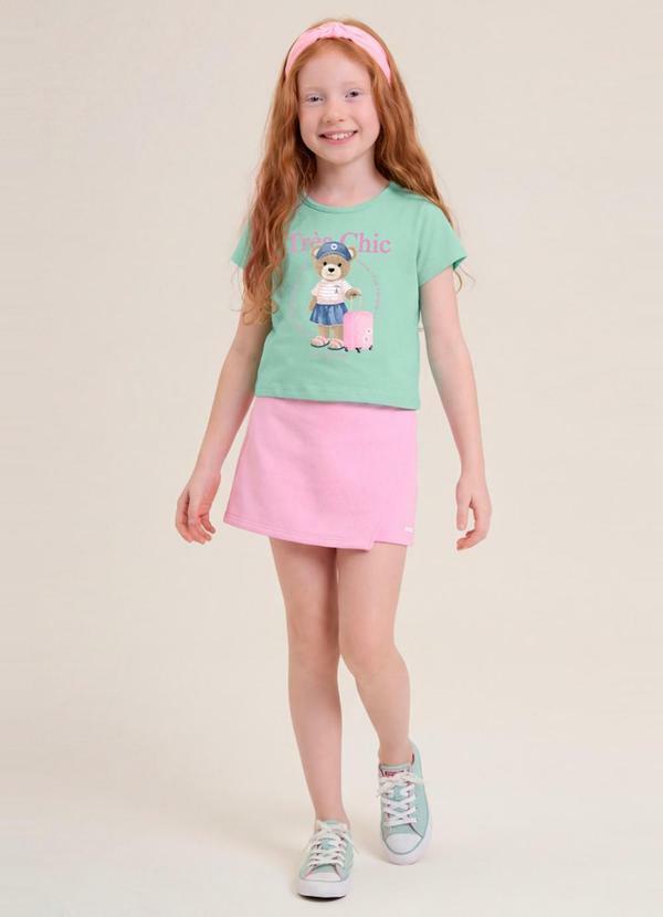 Conjunto Infantil Menina em Meia Malha Azul