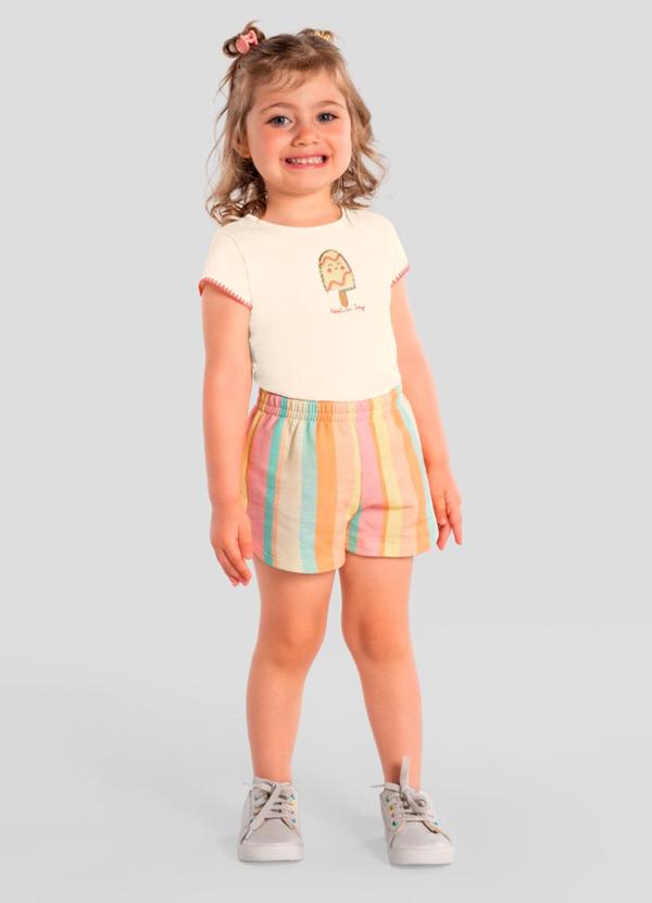 Conjunto Infantil Menina em Meia Malha Bege