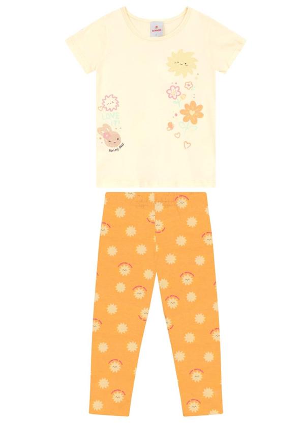 Conjunto Infantil Menina em Meia Malha Bege