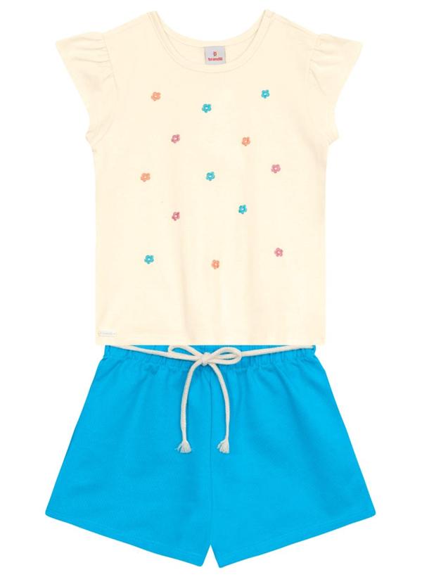 Conjunto Infantil Menina em Meia Malha Bege