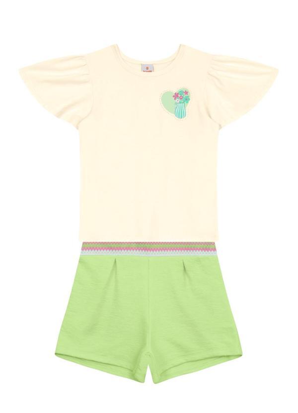 Conjunto Infantil Menina em Meia Malha Bege