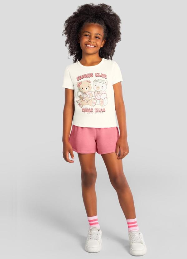 Conjunto Infantil Menina em Meia Malha Bege