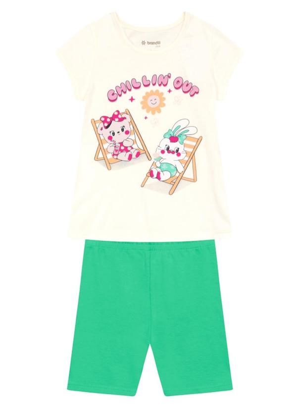 Conjunto Infantil Menina em Meia Malha Bege