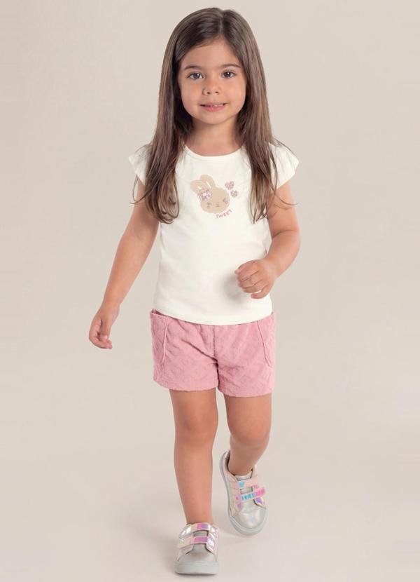 Conjunto Infantil Menina em Meia Malha Bege
